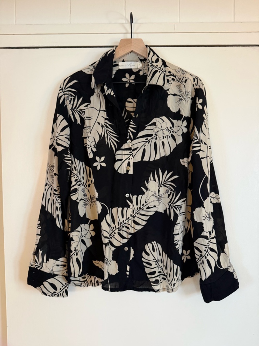 EIMEO Black & Cream Tropical Button-Up Shirt